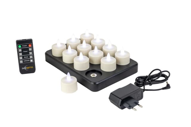 3D LED-fyrfadslys – genopladelige op til 400 timer – med fjernbetjening – 6 stk. – timerfunktion