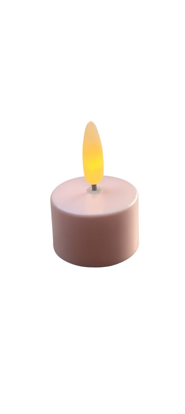 Genopladeligt fyrfadslys – op til 400 timers brændetid – blush rosa – varm hvid med realistisk flammeeffekt