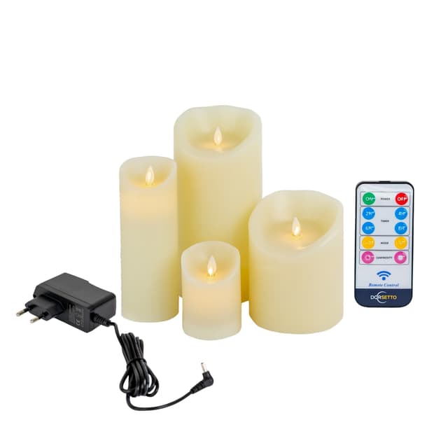 Genopladelige LED-vokslys – sæt med 4 – varm hvid – DORSETTO