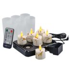 3D genopladelige LED-waxine-/thelys DORSETTO – 6 stk. med fjernbetjening, timer og marmoreret design