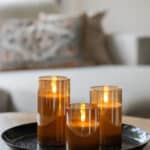 DORSETTO genopladelige LED-lys (sæt med 3) med fjernbetjening, op til 105 timers brændetid – luksuriøs og bæredygtig stemningsbelysning til ethvert rum.