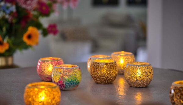 Waxinelichthouder 9 CM Dorsetto mozaïek multicolor