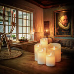 oplaadbare kaarsen led waxkaarsen op tafel met sfeer