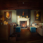 Sfeervolle woonkamer met dorsetto led waxkaarsen op het interieur